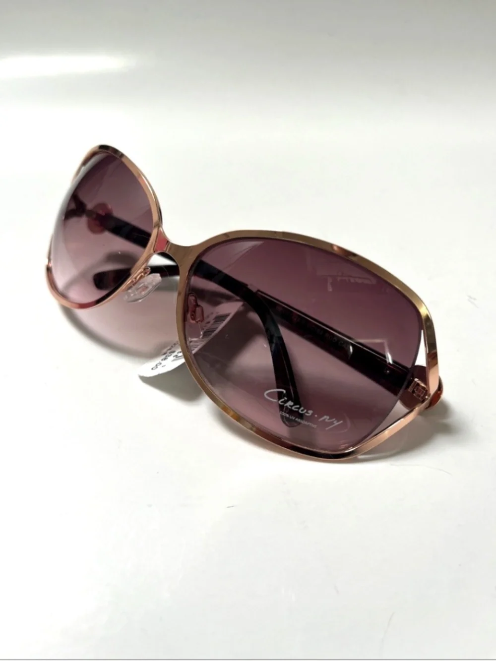 NWT CIRCUS BY SAM EDELMAN Wrap Sunglasses Rose Gold Brown Lens Dash Line